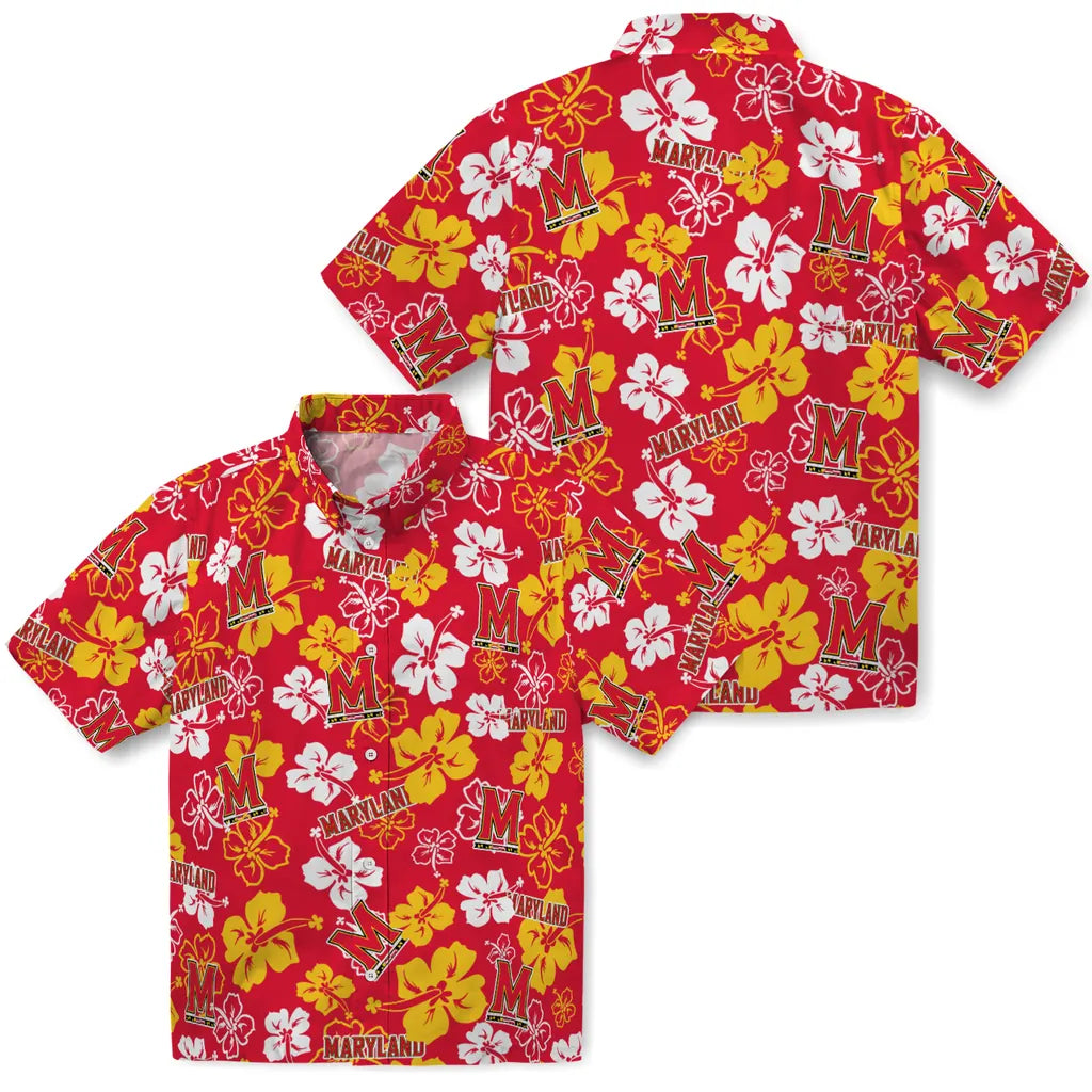 Maryland Terrapins Hawaiian Shirt - Hibiscus Flower Design | Hula Hawaiian Shirts