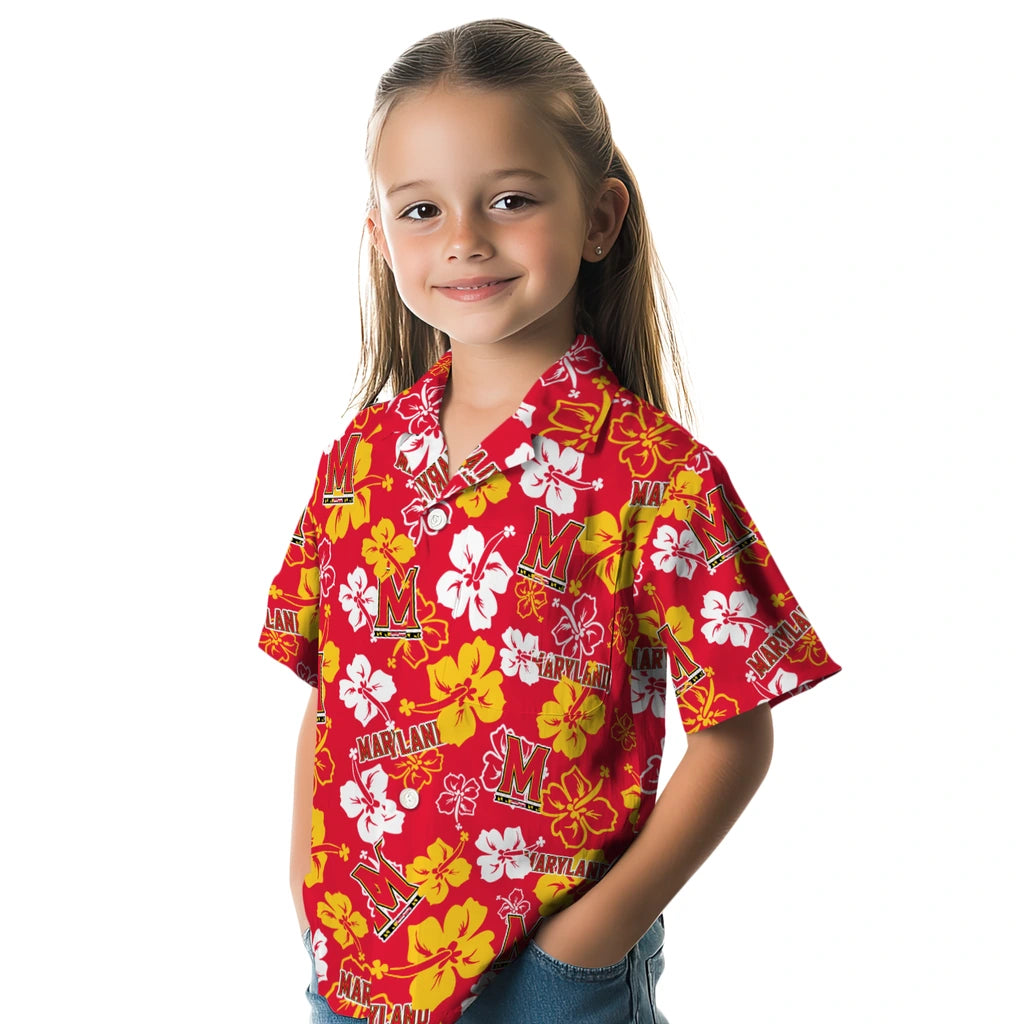 Maryland Terrapins Hawaiian Shirt - Hibiscus Flower Design | Hula Hawaiian Shirts