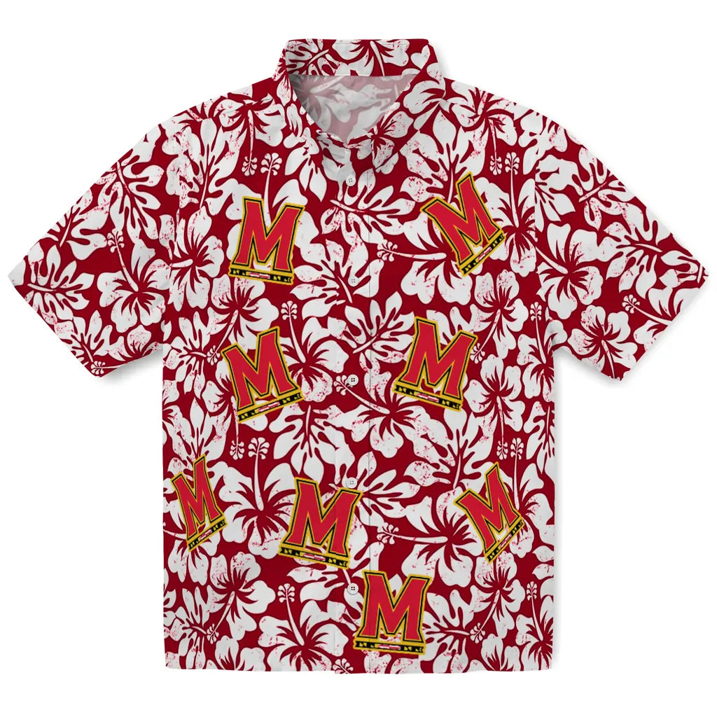 Maryland Terrapins Hawaiian Shirt - Hibiscus Motif | Hula Hawaiian Shirts