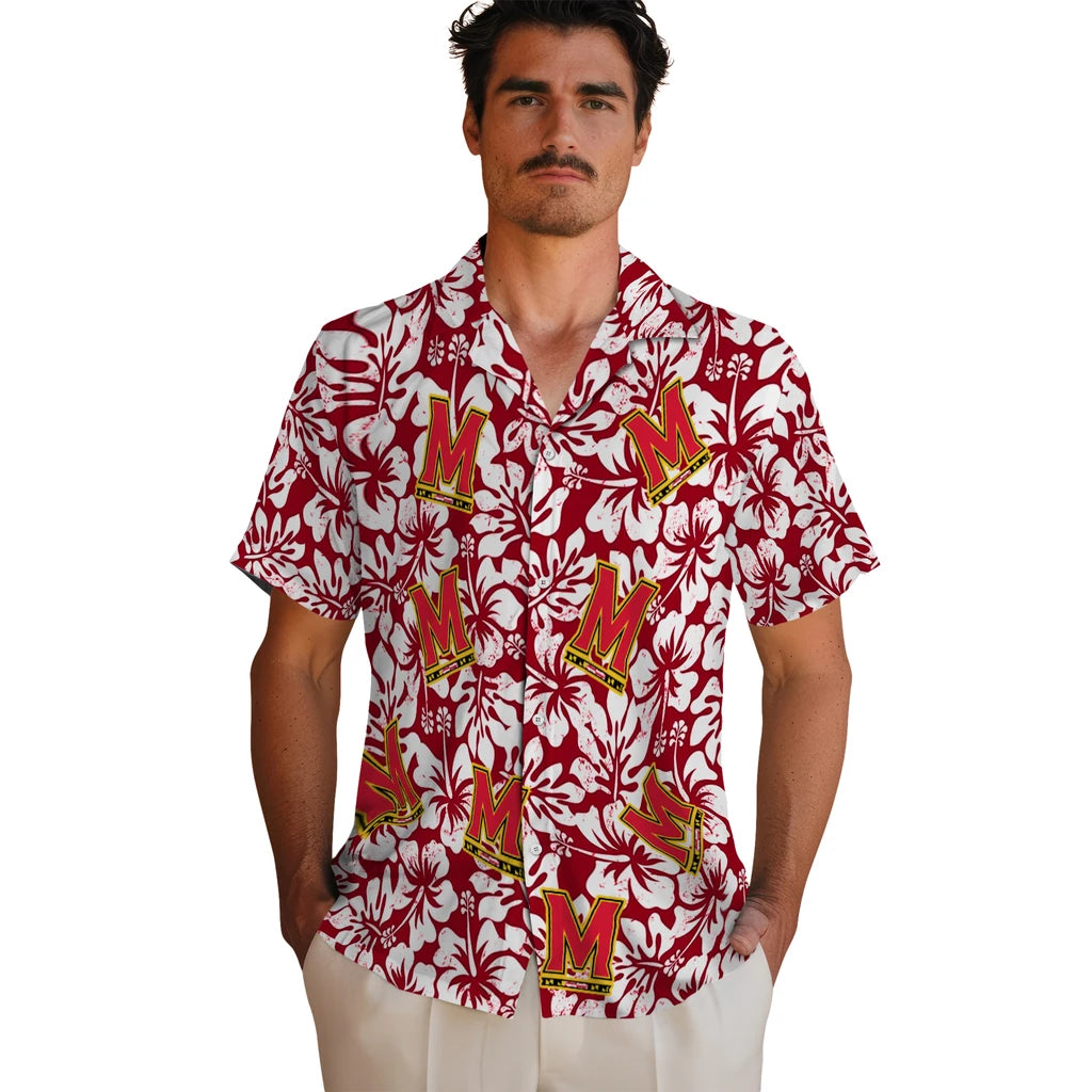 Maryland Terrapins Hawaiian Shirt - Hibiscus Motif | Hula Hawaiian Shirts