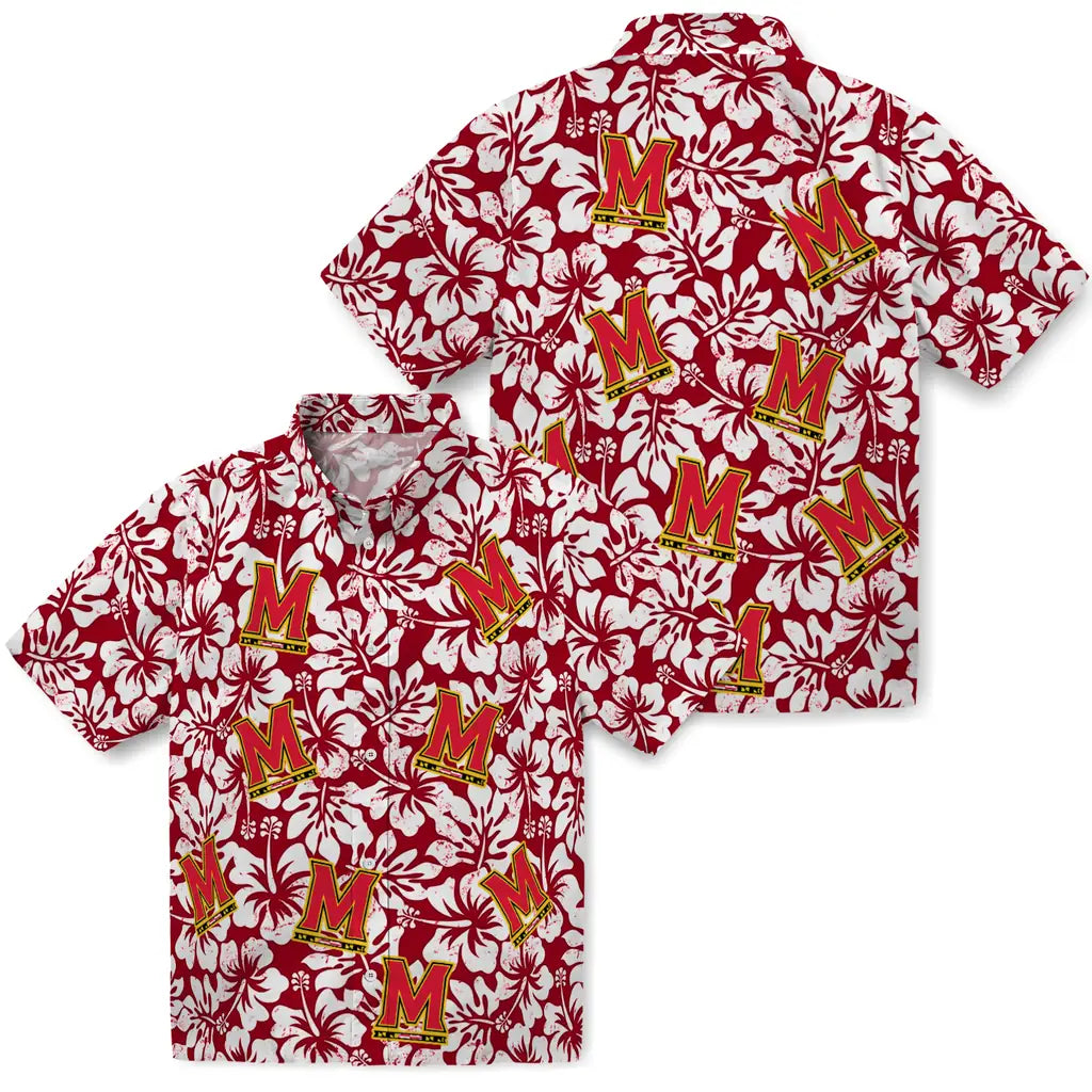 Maryland Terrapins Hawaiian Shirt - Hibiscus Motif | Hula Hawaiian Shirts
