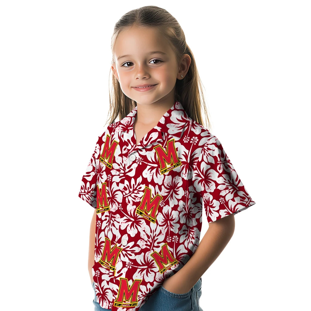 Maryland Terrapins Hawaiian Shirt - Hibiscus Motif | Hula Hawaiian Shirts