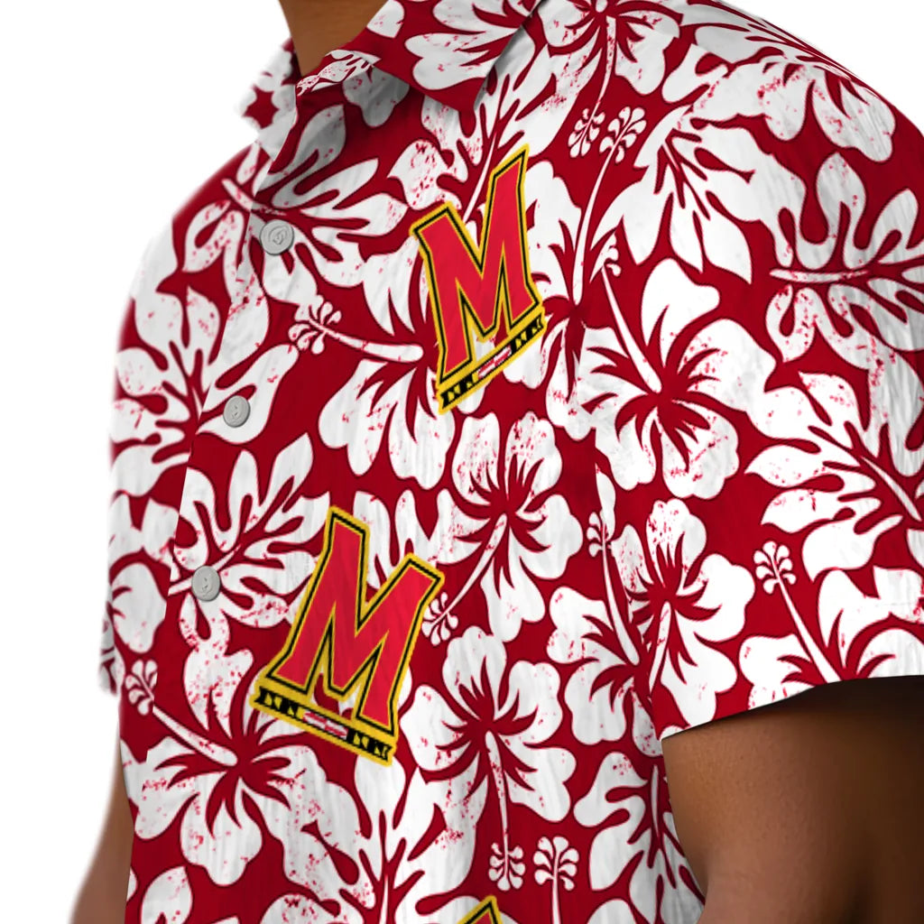 Maryland Terrapins Hawaiian Shirt - Hibiscus Motif | Hula Hawaiian Shirts