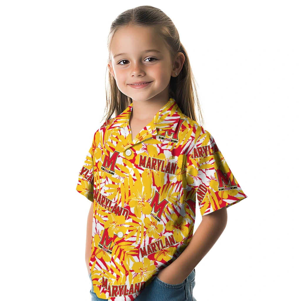 Maryland Terrapins Hawaiian Shirt - Hibiscus Overlay | Hula Hawaiian Shirts