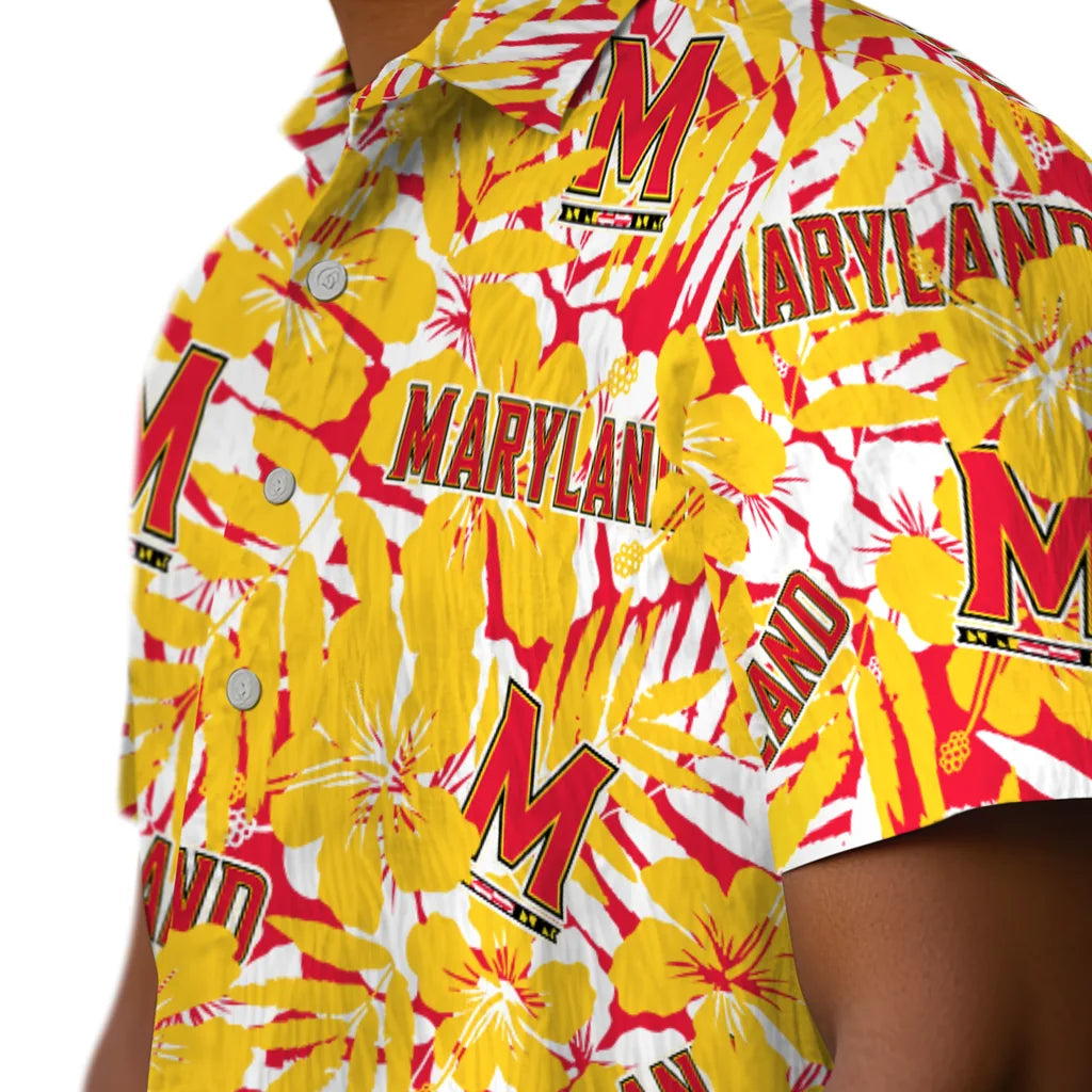 Maryland Terrapins Hawaiian Shirt - Hibiscus Overlay | Hula Hawaiian Shirts