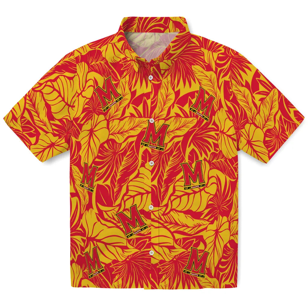 Maryland Terrapins Hawaiian Shirt - Monstera Layer | Hula Hawaiian Shirts
