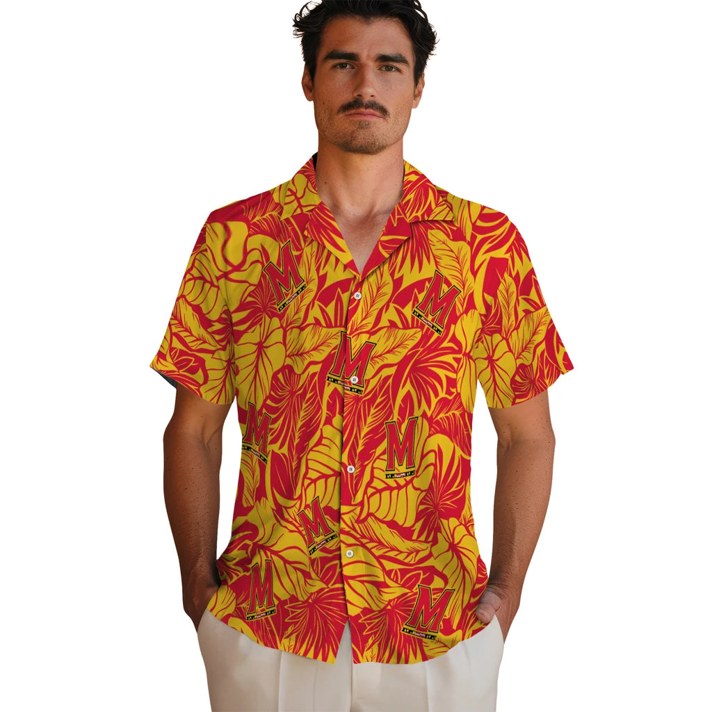 Maryland Terrapins Hawaiian Shirt - Monstera Layer | Hula Hawaiian Shirts