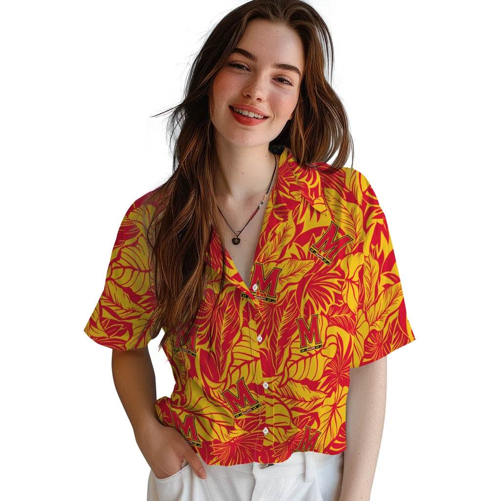 Maryland Terrapins Hawaiian Shirt - Monstera Layer | Hula Hawaiian Shirts