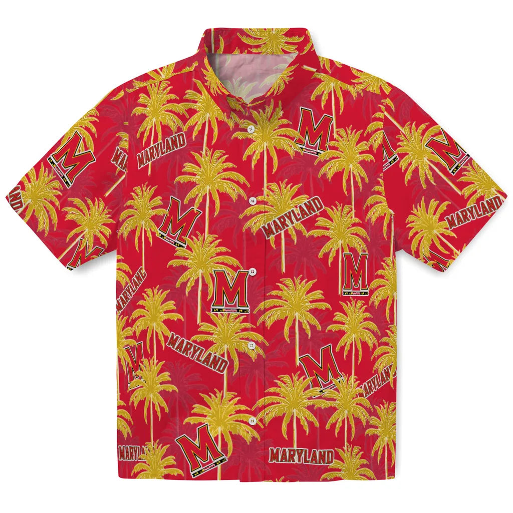 Maryland Terrapins Hawaiian Shirt - Palm Tree Motif | Hula Hawaiian Shirts