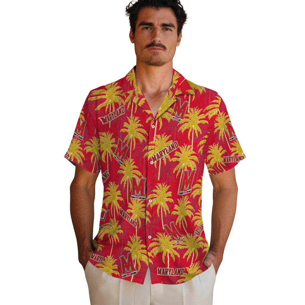 Maryland Terrapins Hawaiian Shirt - Palm Tree Motif | Hula Hawaiian Shirts