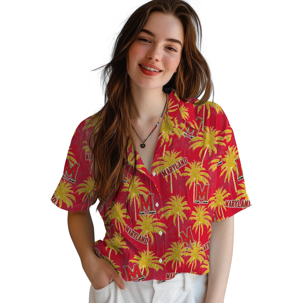 Maryland Terrapins Hawaiian Shirt - Palm Tree Motif | Hula Hawaiian Shirts