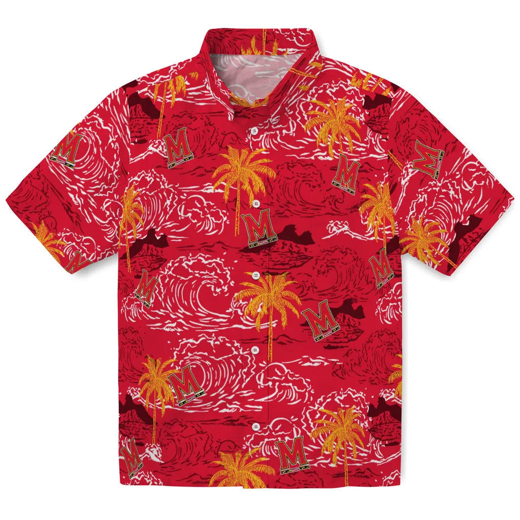 Maryland Terrapins Hawaiian Shirt - Wave Palm | Hula Hawaiian Shirts