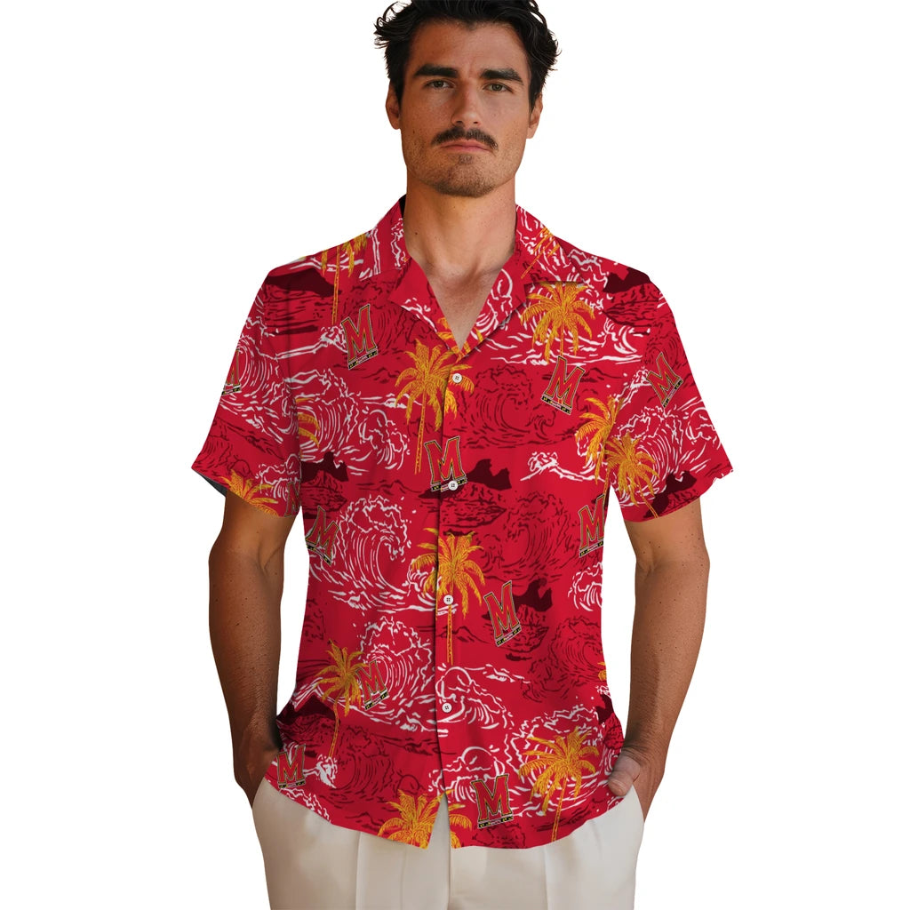 Maryland Terrapins Hawaiian Shirt - Wave Palm | Hula Hawaiian Shirts