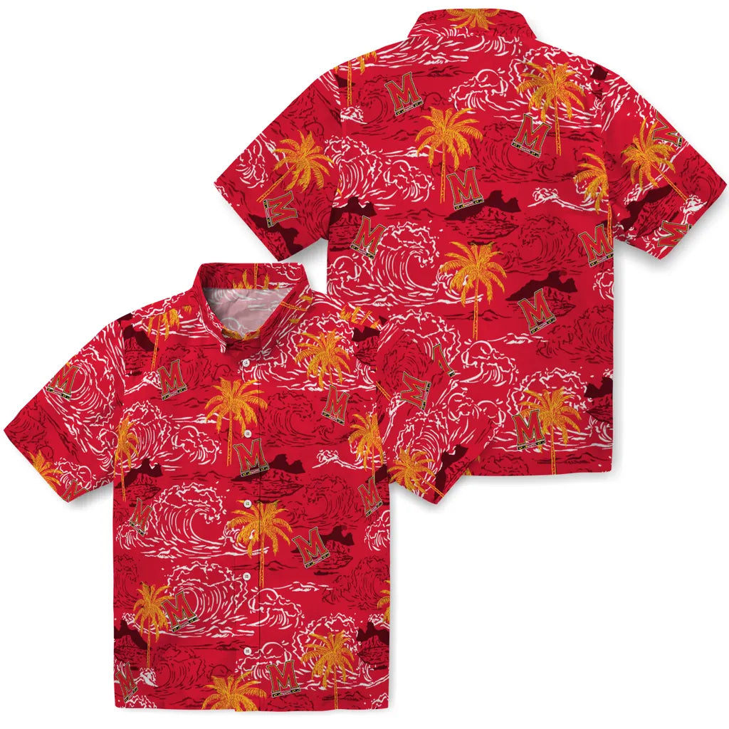 Maryland Terrapins Hawaiian Shirt - Wave Palm | Hula Hawaiian Shirts