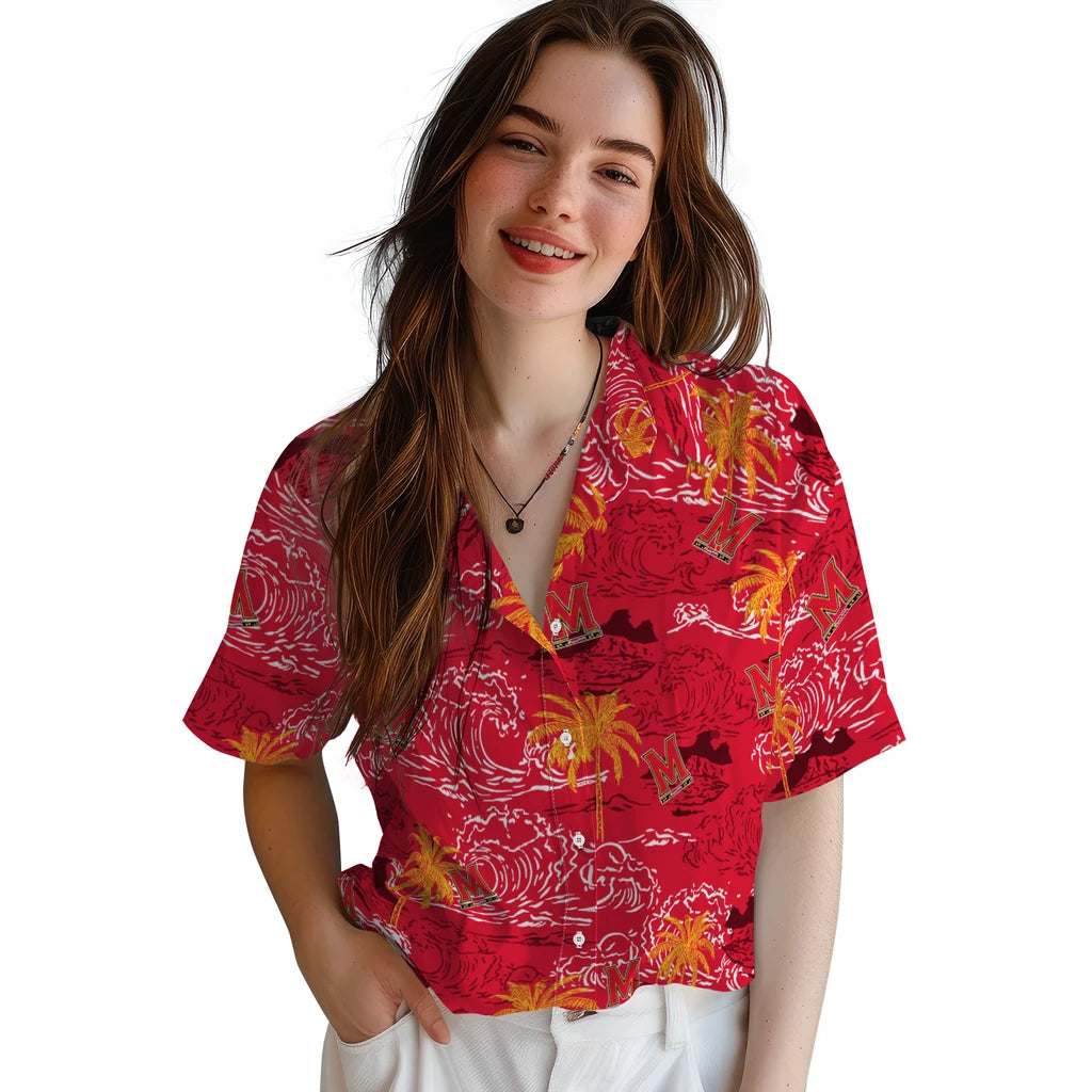 Maryland Terrapins Hawaiian Shirt - Wave Palm | Hula Hawaiian Shirts