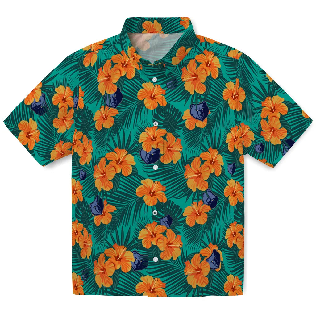 Memphis Grizzlies Hawaiian Shirt - Hibiscus and Palm Leaves | Hula Hawaiian Shirts