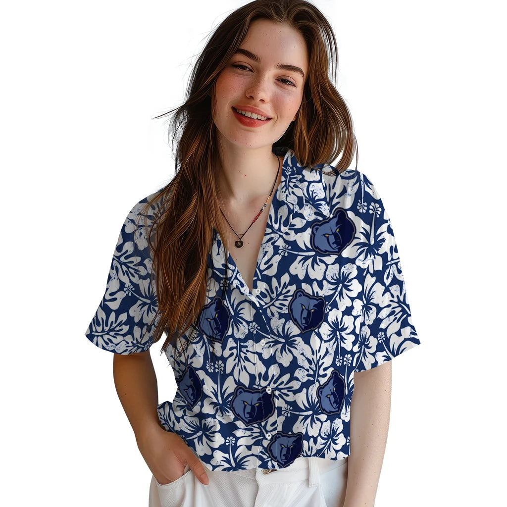 Memphis Grizzlies Hawaiian Shirt - Hibiscus Motif | Hula Hawaiian Shirts