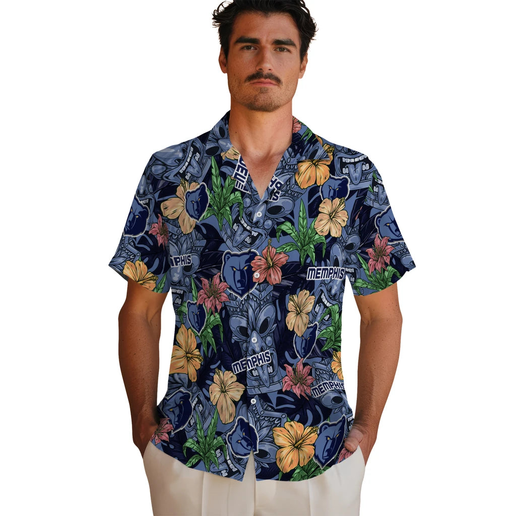 Memphis Grizzlies Hawaiian Shirt - Hibiscus Tiki Jungle | Hula Hawaiian Shirts