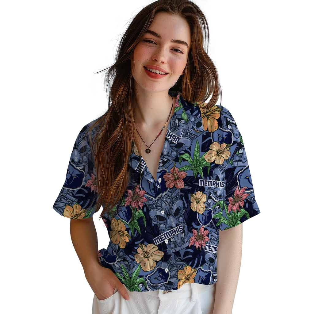 Memphis Grizzlies Hawaiian Shirt - Hibiscus Tiki Jungle | Hula Hawaiian Shirts