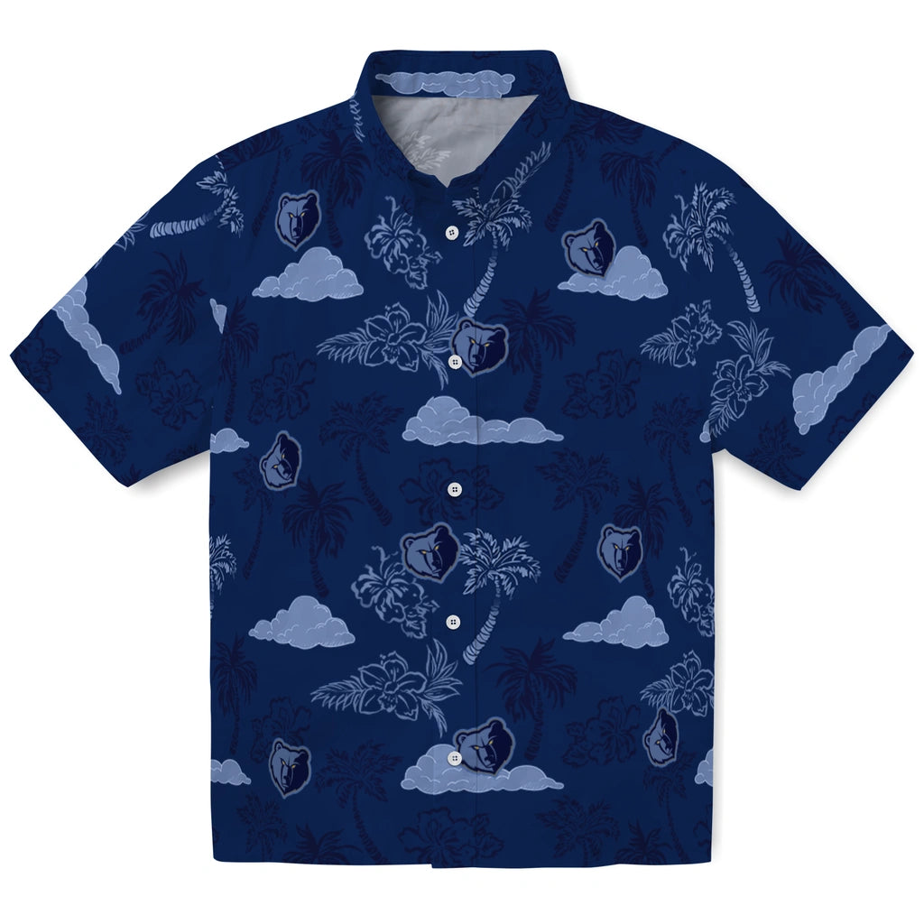 Memphis Grizzlies Hawaiian Shirt - Palm And Clouds | Hula Hawaiian Shirts