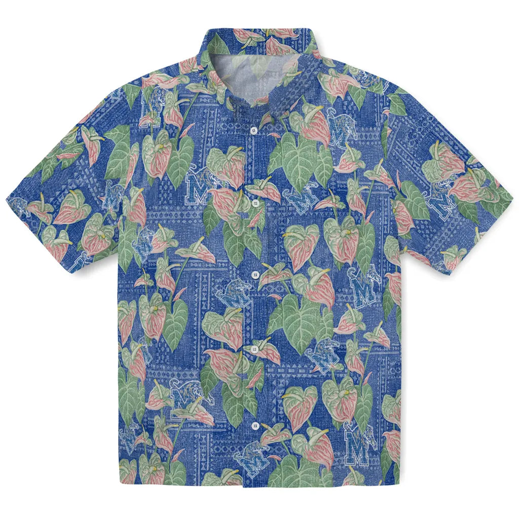 Memphis Tigers Hawaiian Shirt - Anthurium Overlay | Hula Hawaiian Shirts