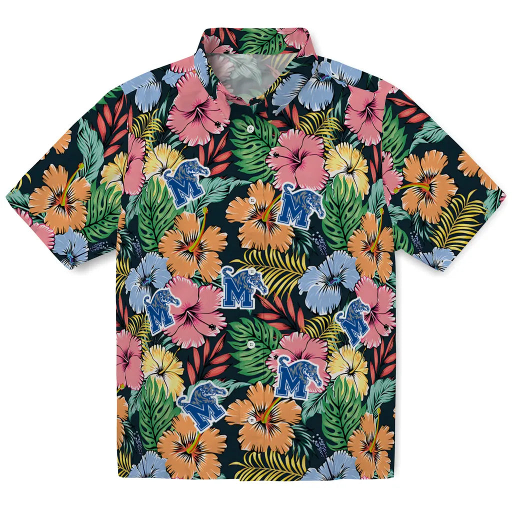 Memphis Tigers Hawaiian Shirt - Brilliant Hibiscus Garden | Hula Hawaiian Shirts