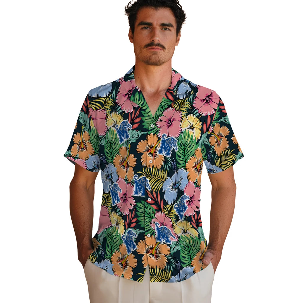Memphis Tigers Hawaiian Shirt - Brilliant Hibiscus Garden | Hula Hawaiian Shirts
