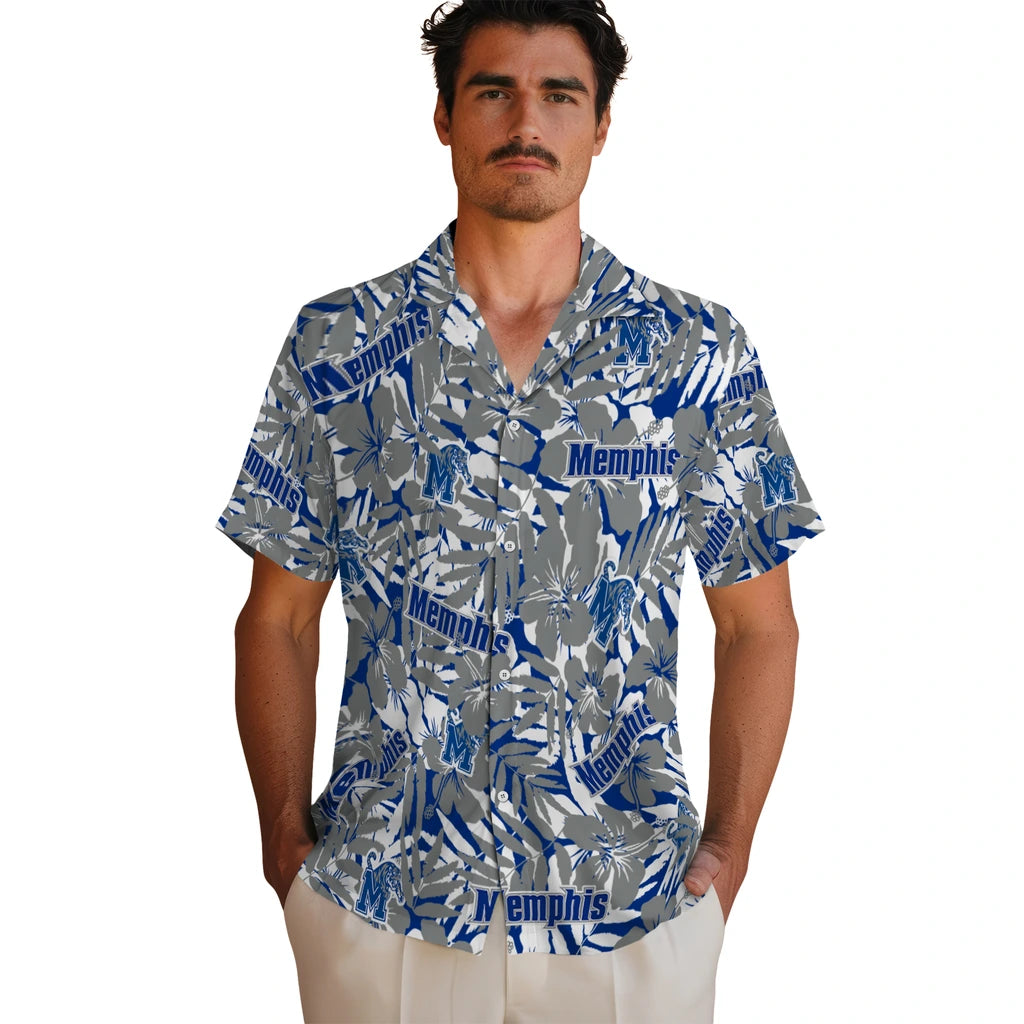 Memphis Tigers Hawaiian Shirt - Hibiscus Overlay | Hula Hawaiian Shirts
