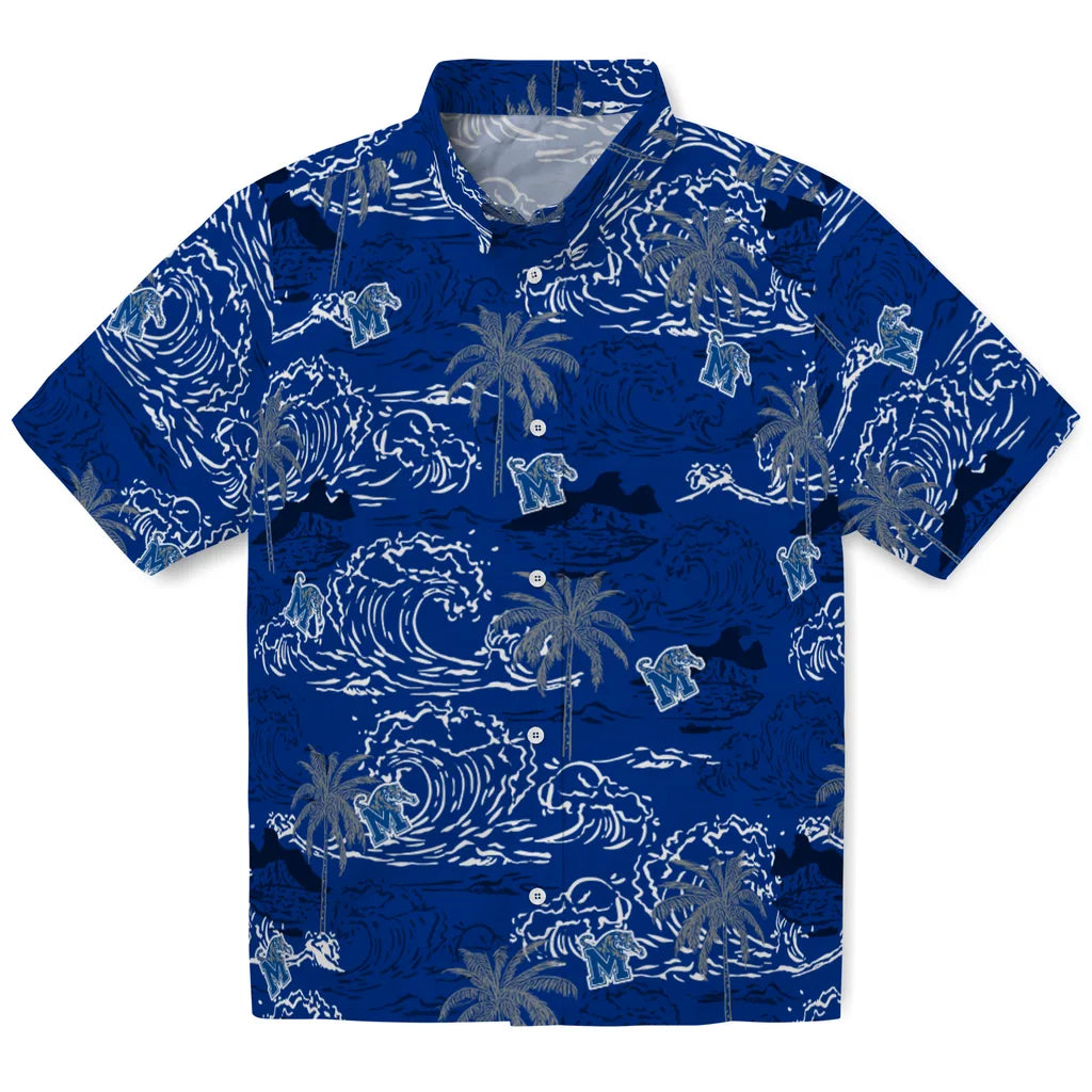 Memphis Tigers Hawaiian Shirt - Wave Palm | Hula Hawaiian Shirts