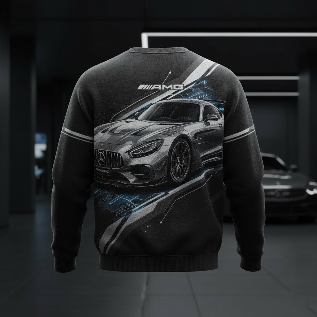 Mercedes-Benz "The Best or Nothing" Heritage 3D Blueprint Crewneck Sweatshirt - LeagueLockerGear