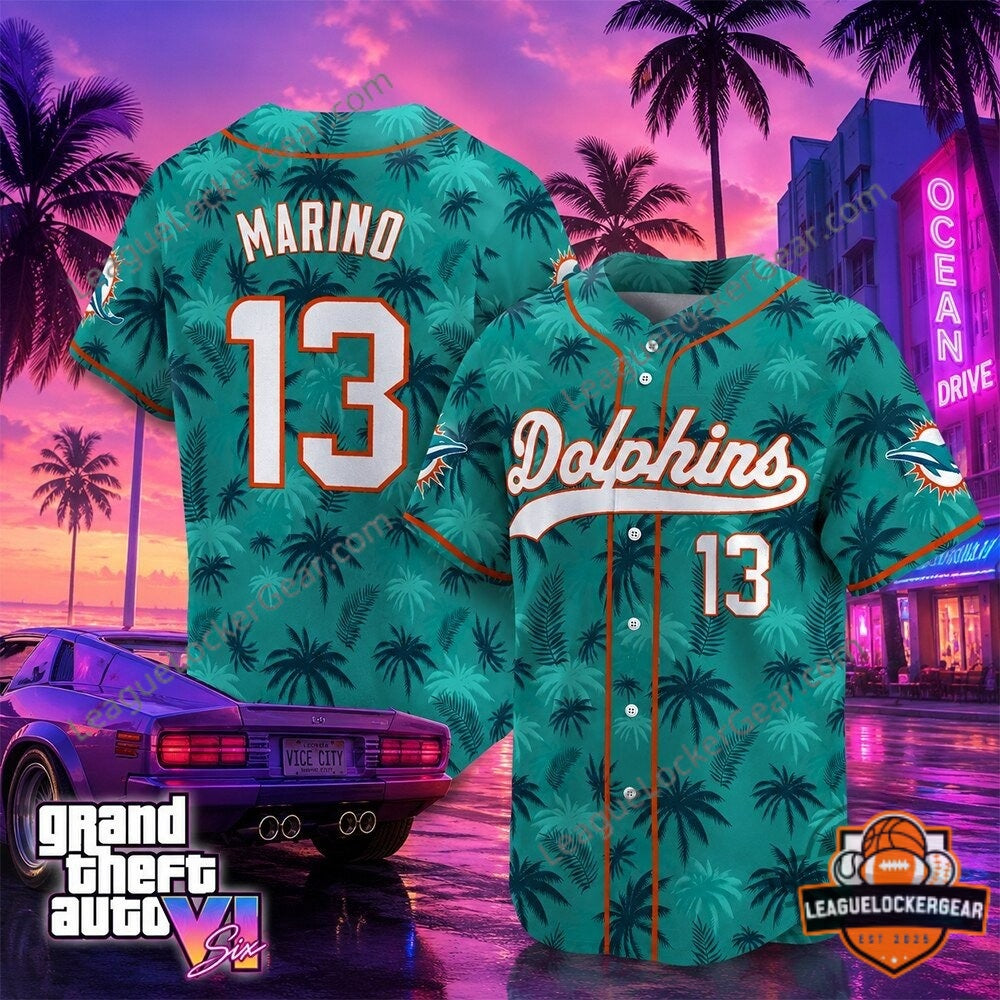 Miami Dolphins GTA VI Baseball Jersey - LeagueLockerGear