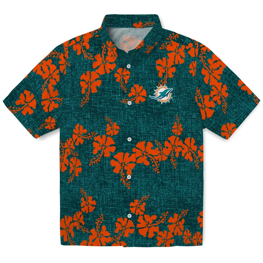 Miami Dolphins Hawaiian Shirt - 50th State Flower | Hula Hawaiian Shirts