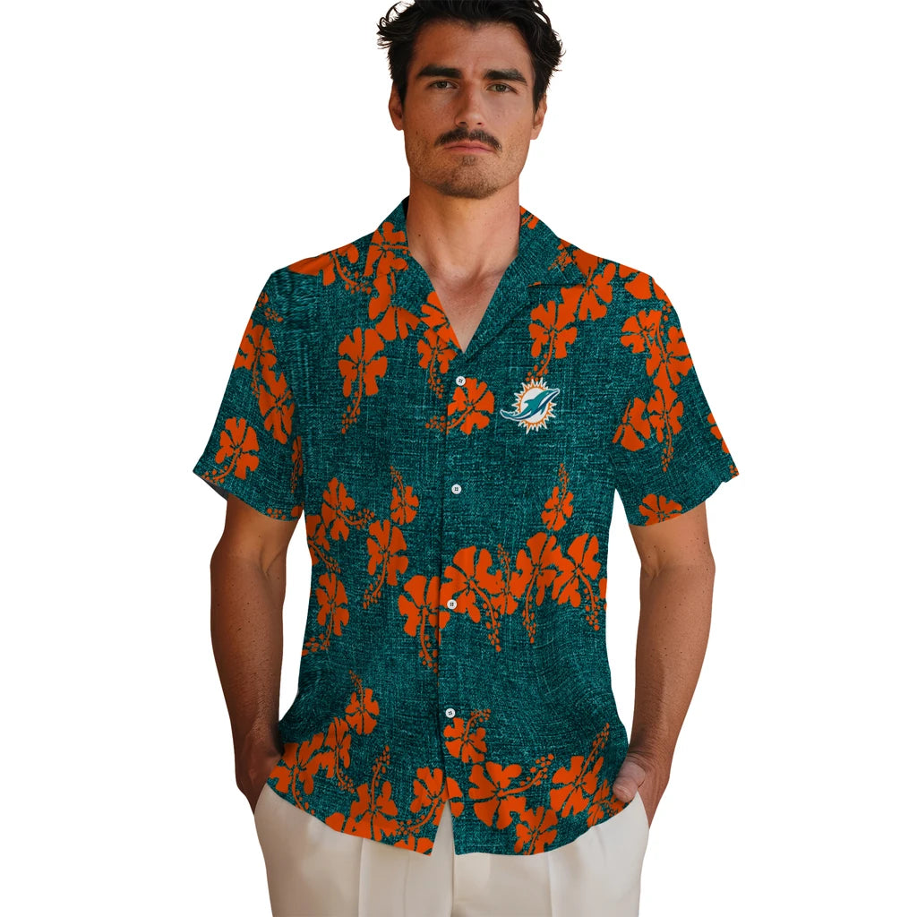 Miami Dolphins Hawaiian Shirt - 50th State Flower | Hula Hawaiian Shirts