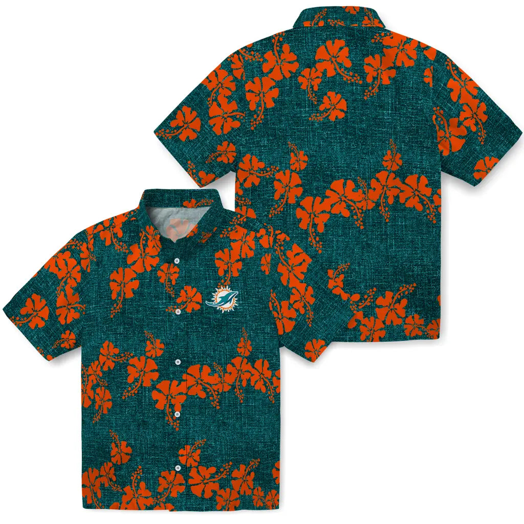 Miami Dolphins Hawaiian Shirt - 50th State Flower | Hula Hawaiian Shirts