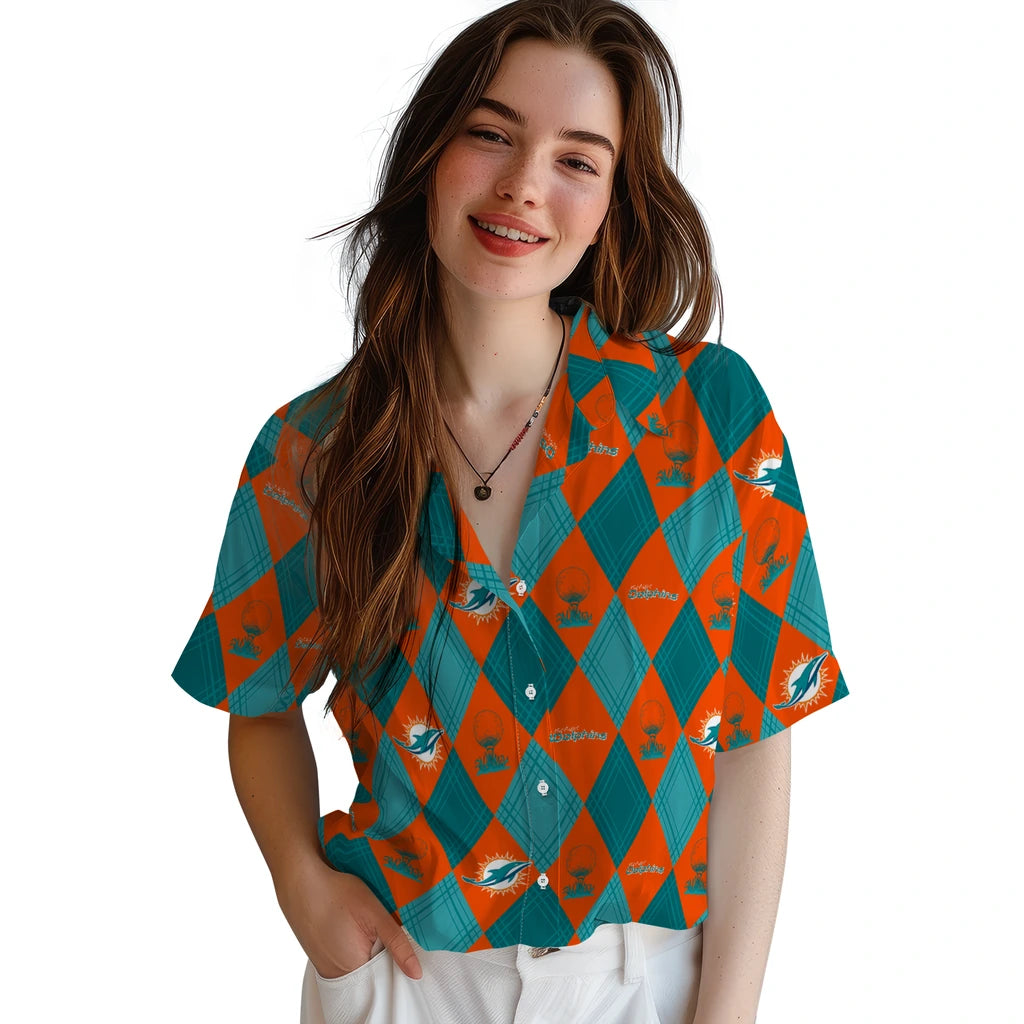 Miami Dolphins Hawaiian Shirt - Golfing Plaid | Hula Hawaiian Shirts