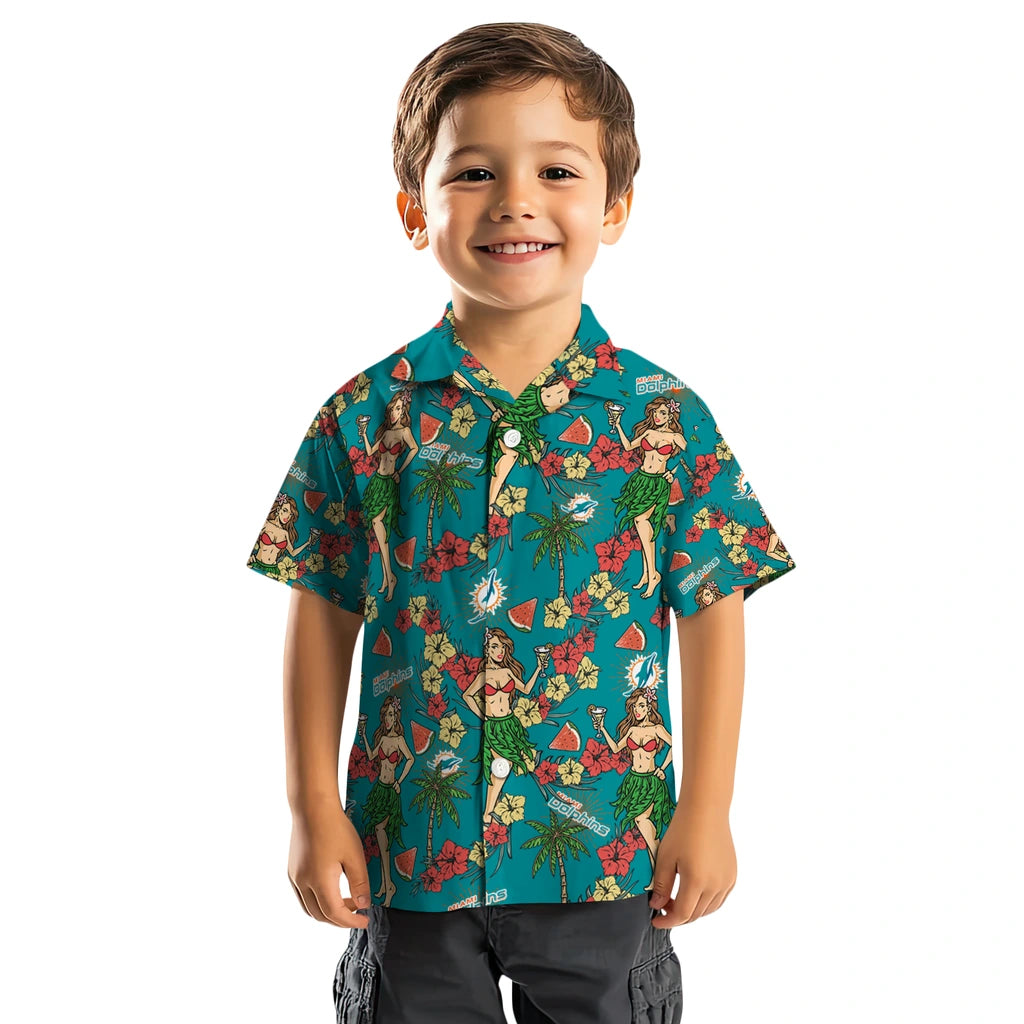 Miami Dolphins Hawaiian Shirt - Hawaiian Girls Design | Hula Hawaiian Shirts