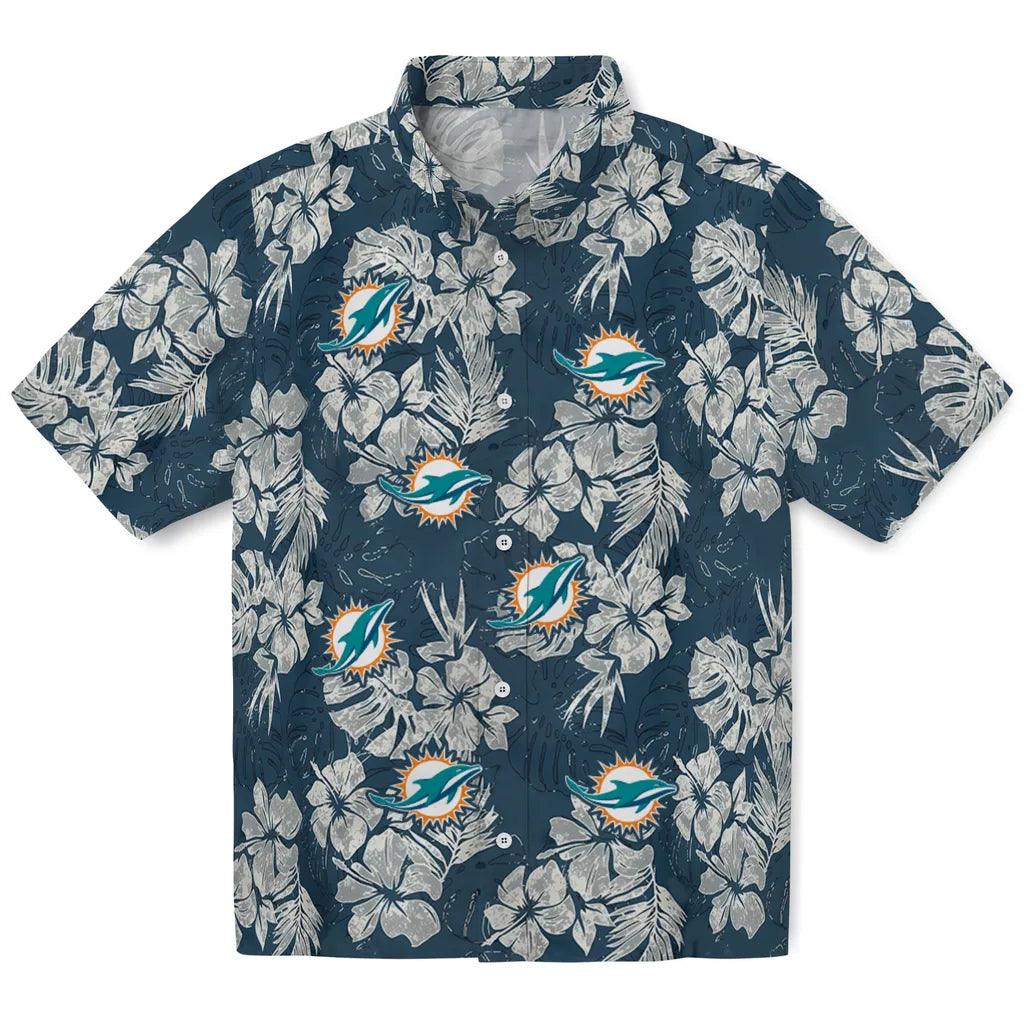 Miami Dolphins Hawaiian Shirt - Hibiscus Flowers | Hula Hawaiian Shirts