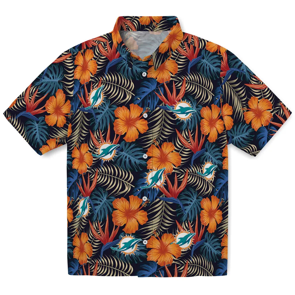 Miami Dolphins Hawaiian Shirt - Hibiscus Foliage | Hula Hawaiian Shirts