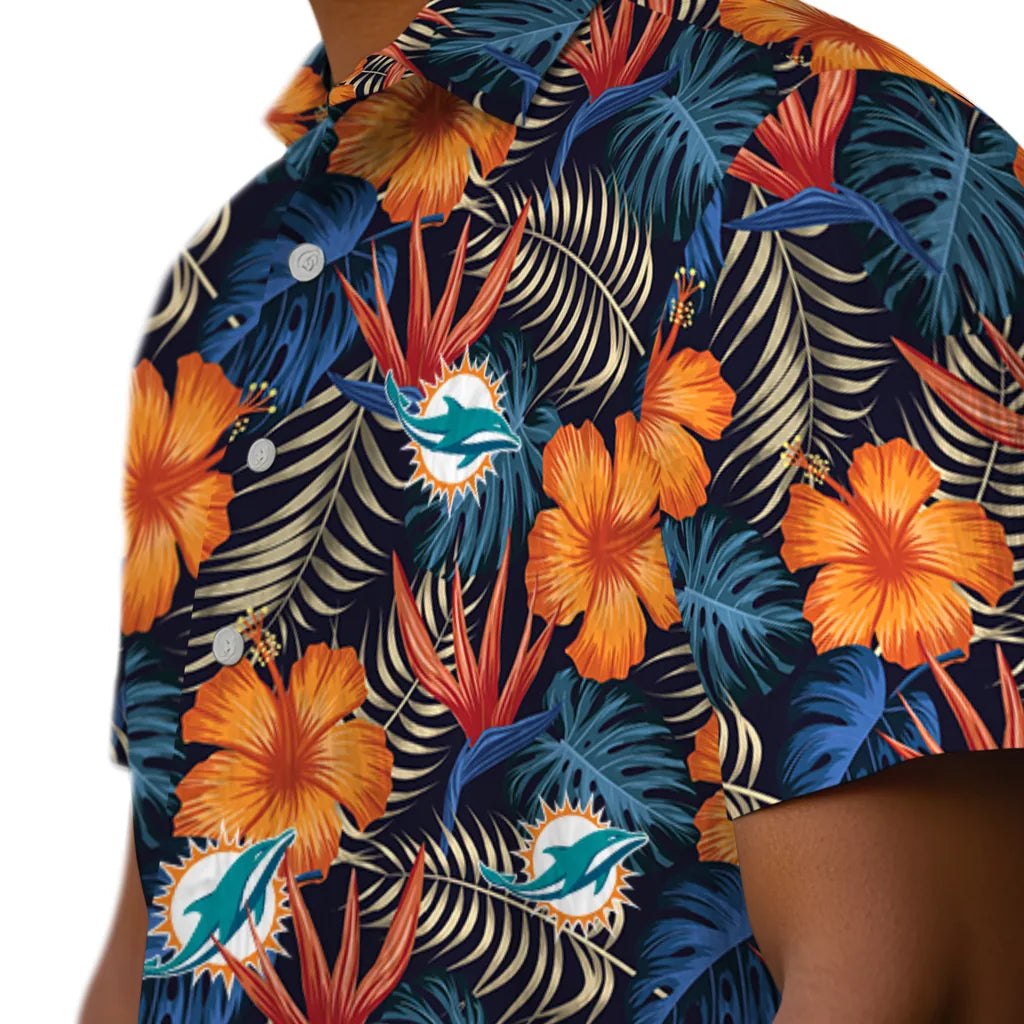 Miami Dolphins Hawaiian Shirt - Hibiscus Foliage | Hula Hawaiian Shirts