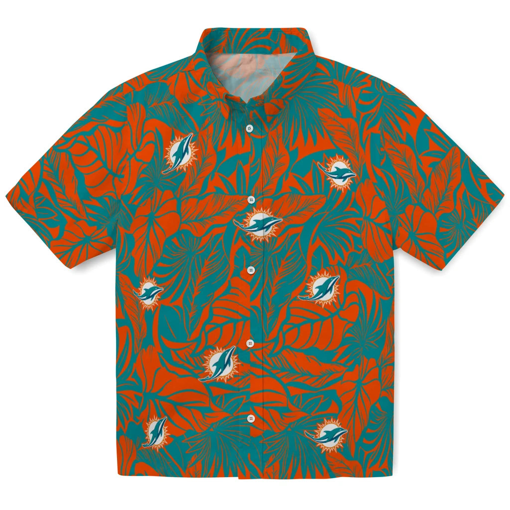 Miami Dolphins Hawaiian Shirt - Monstera Layer | Hula Hawaiian Shirts