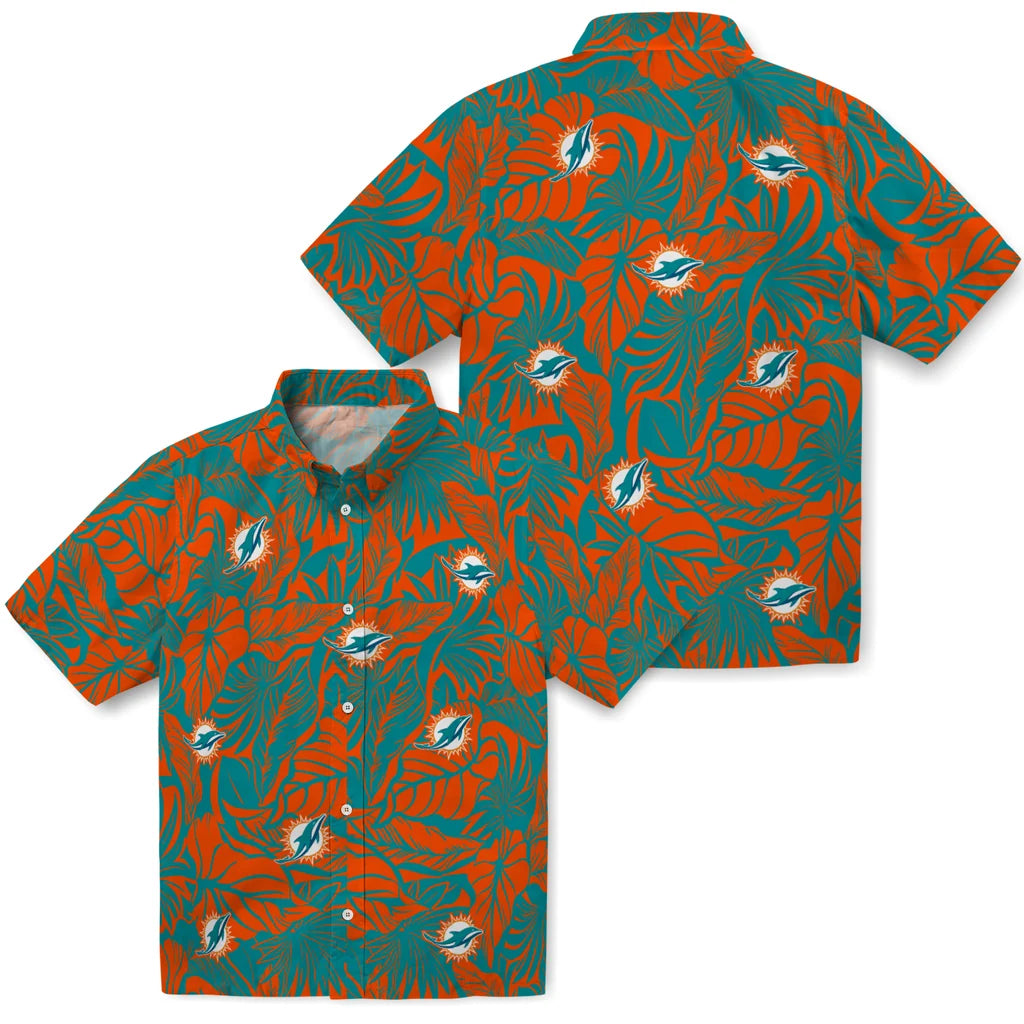 Miami Dolphins Hawaiian Shirt - Monstera Layer | Hula Hawaiian Shirts
