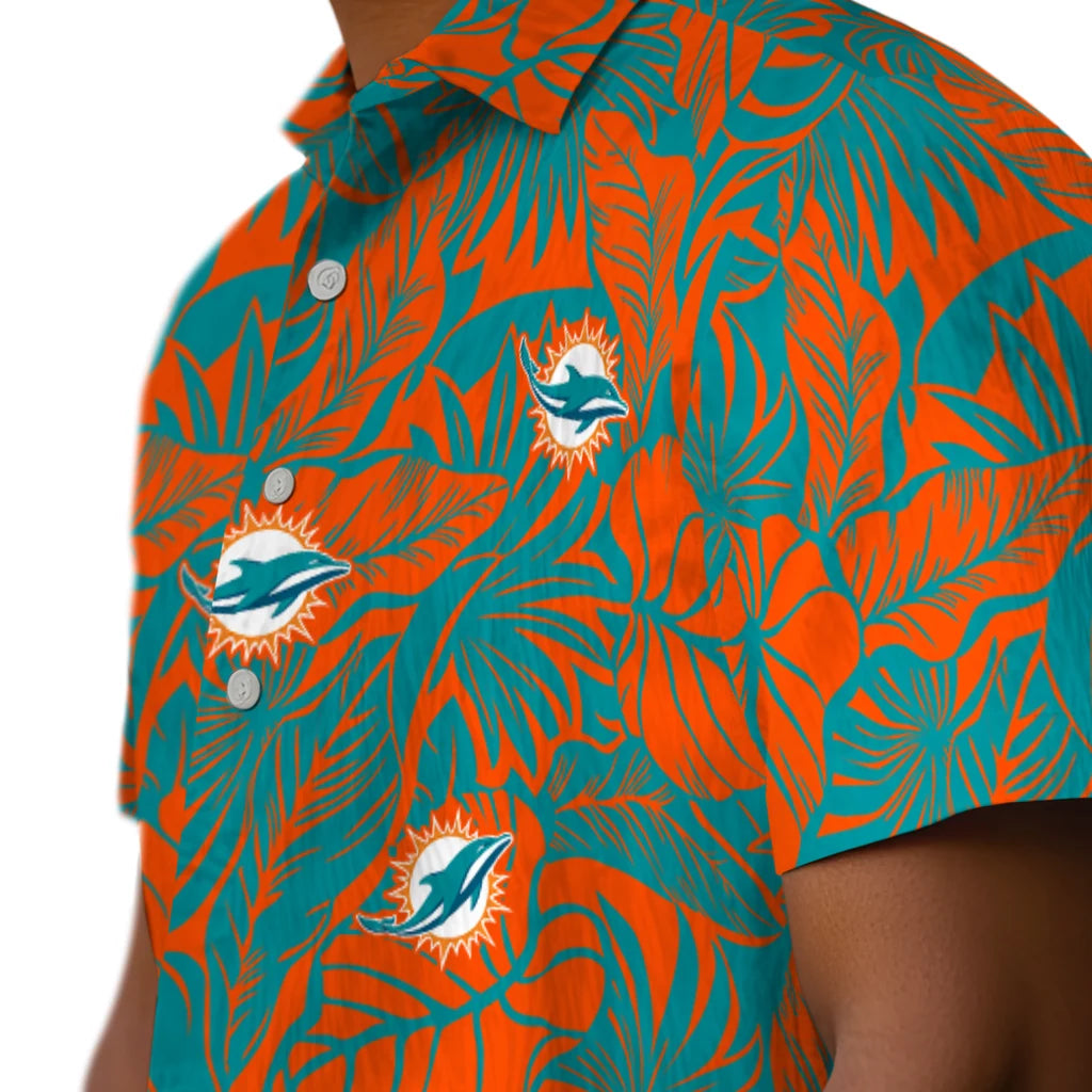 Miami Dolphins Hawaiian Shirt - Monstera Layer | Hula Hawaiian Shirts