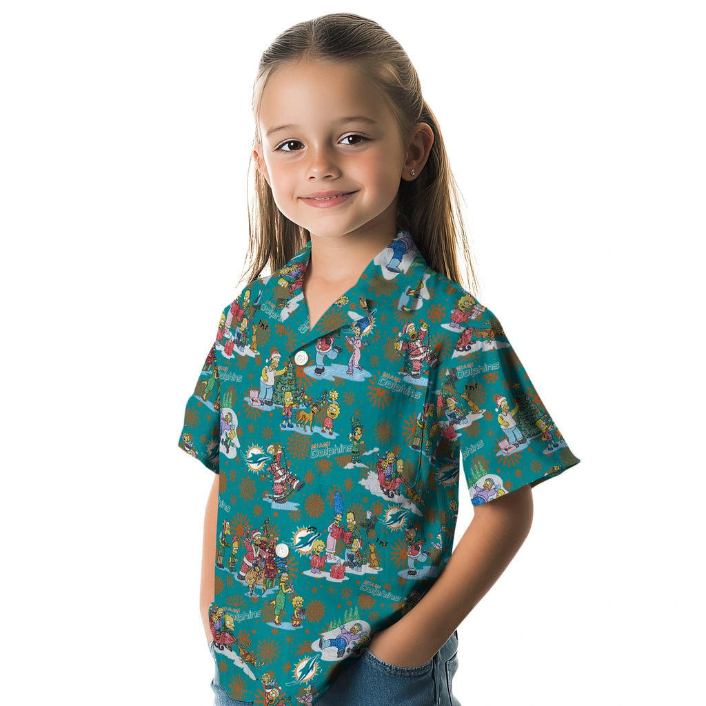 Miami Dolphins Hawaiian Shirt - Simpsons Christmas | Hula Hawaiian Shirts