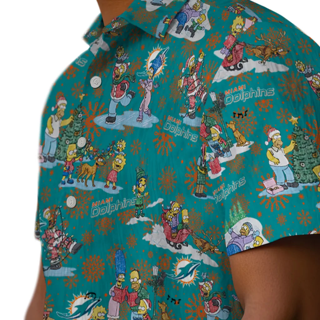 Miami Dolphins Hawaiian Shirt - Simpsons Christmas | Hula Hawaiian Shirts