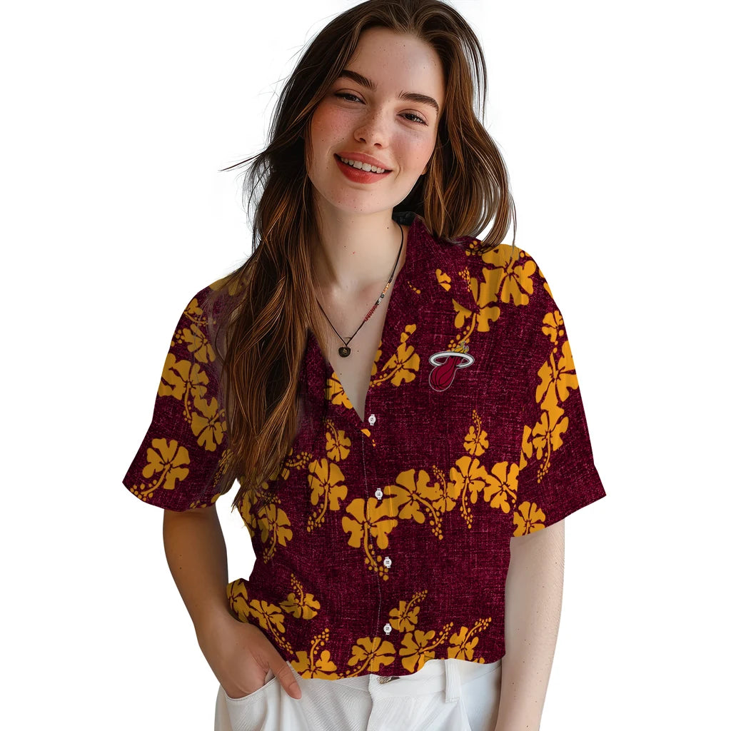 Miami Heat Hawaiian Shirt - 50th State Flower | Hula Hawaiian Shirts