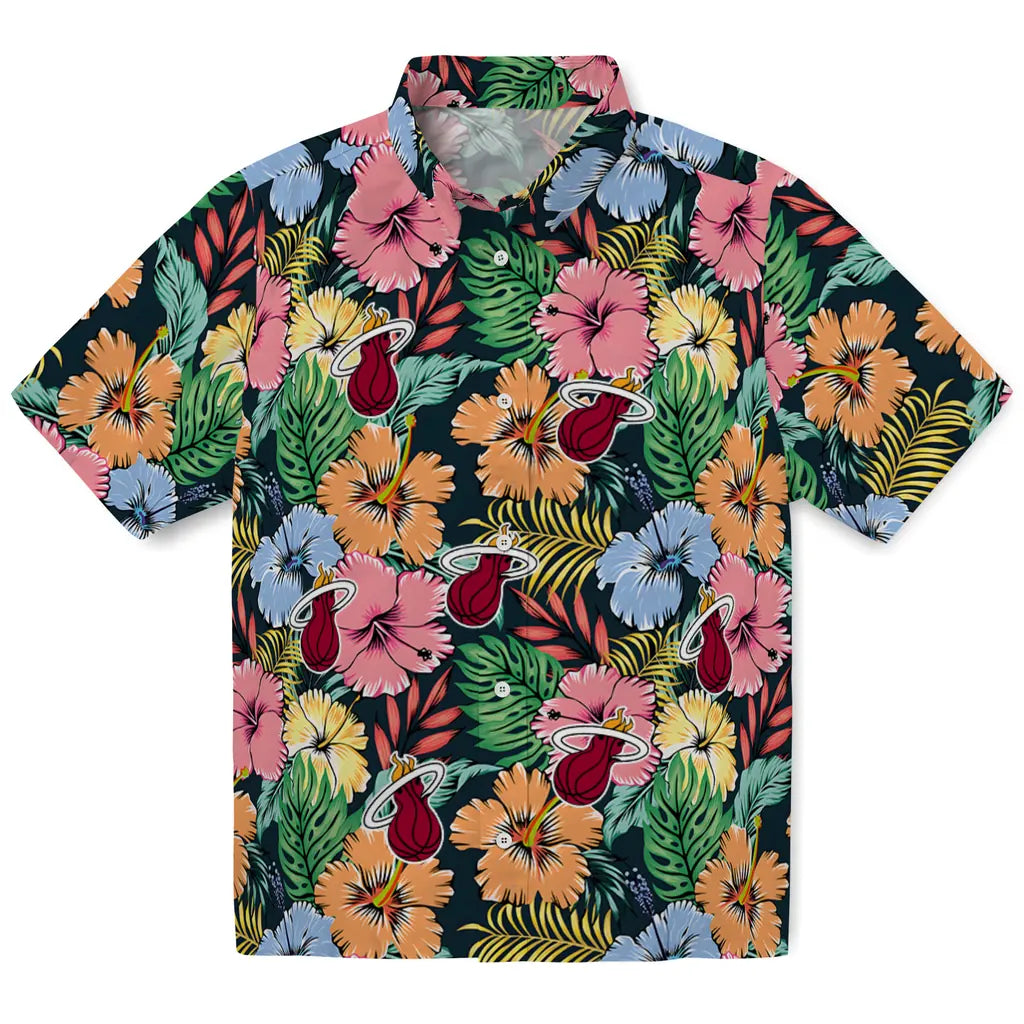 Miami Heat Hawaiian Shirt - Brilliant Hibiscus Garden | Hula Hawaiian Shirts