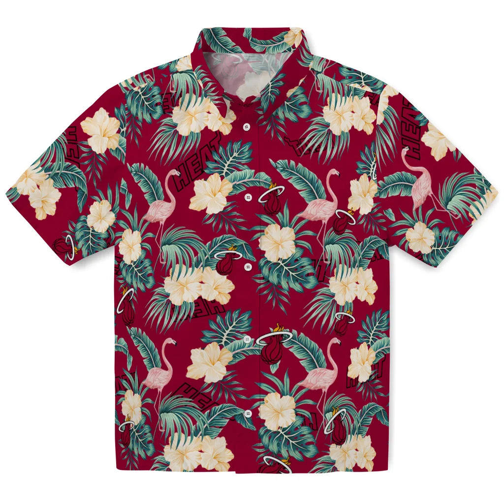 Miami Heat Hawaiian Shirt - Flamingo and Hibiscus | Hula Hawaiian Shirts
