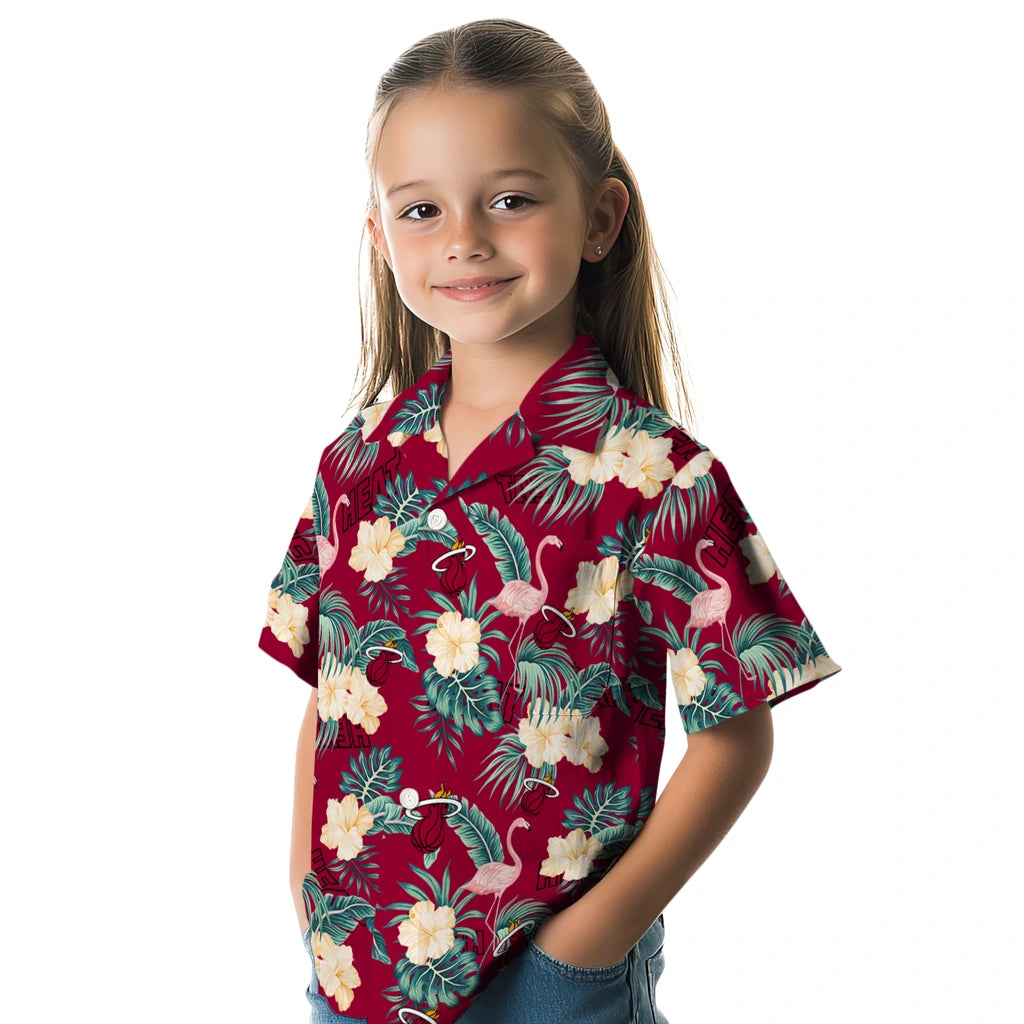Miami Heat Hawaiian Shirt - Flamingo and Hibiscus | Hula Hawaiian Shirts