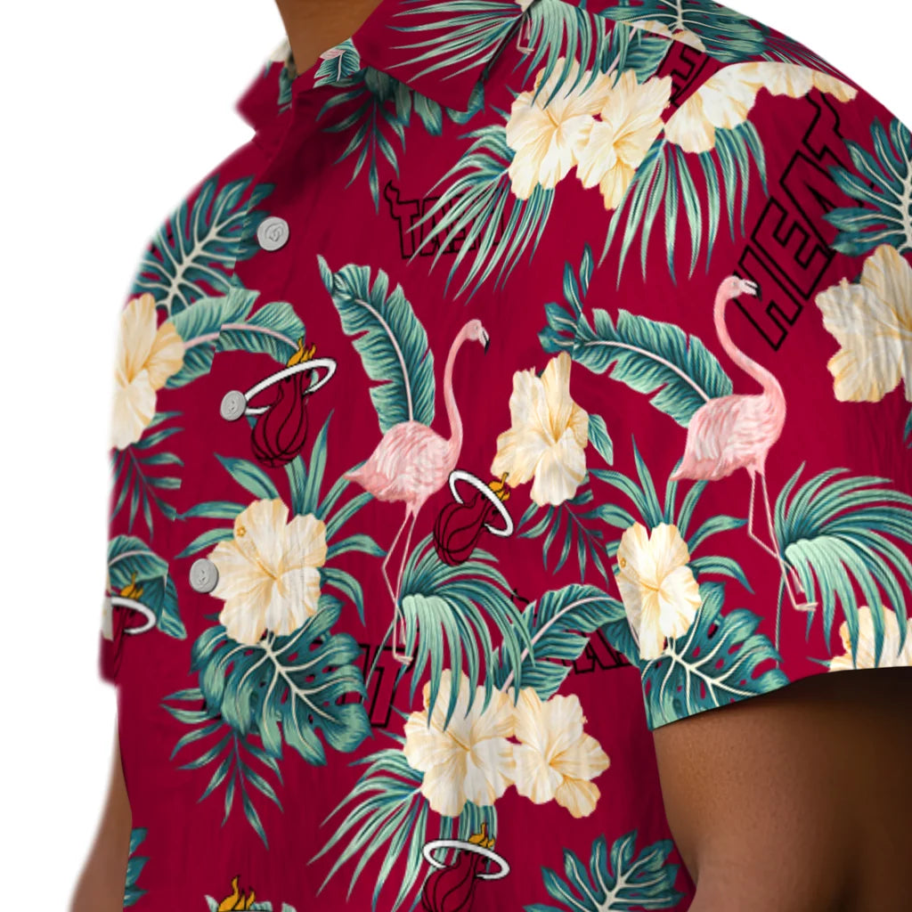 Miami Heat Hawaiian Shirt - Flamingo and Hibiscus | Hula Hawaiian Shirts