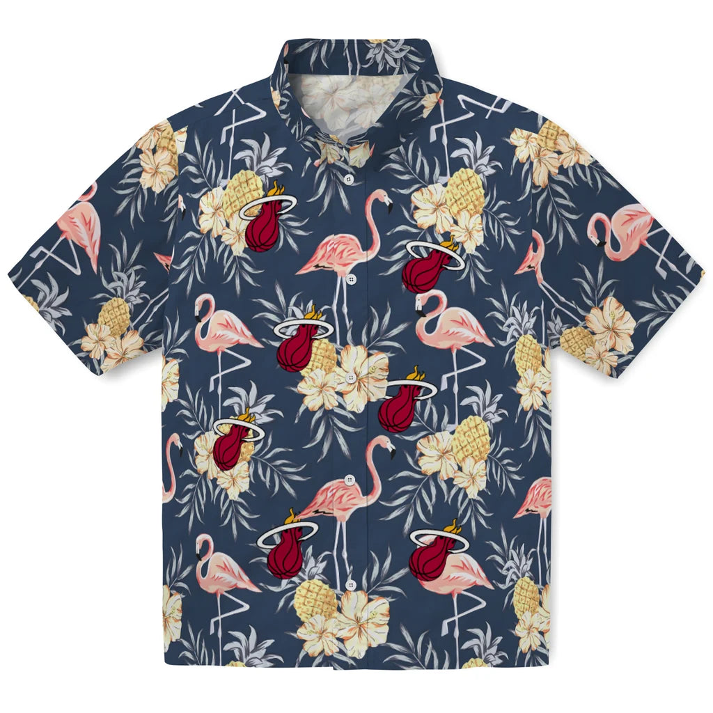 Miami Heat Hawaiian Shirt - Flamingo Hibiscus | Hula Hawaiian Shirts